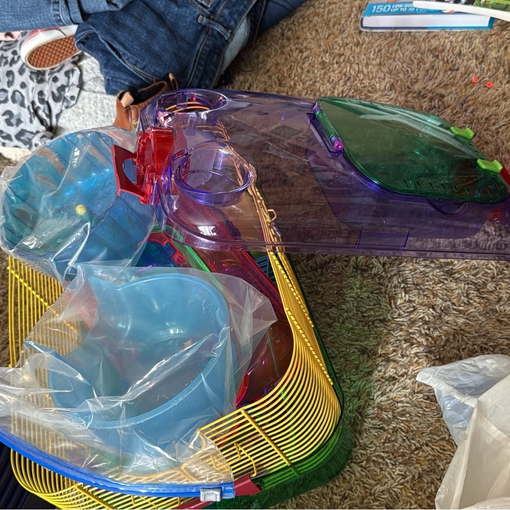 Colorful Hamster Cage with Accessories